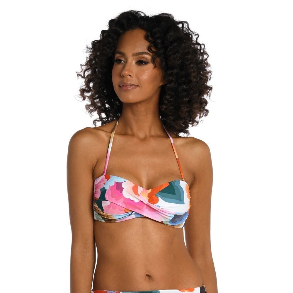 La Blanca Floral Rhythm Twist Bandeau Bikini Top